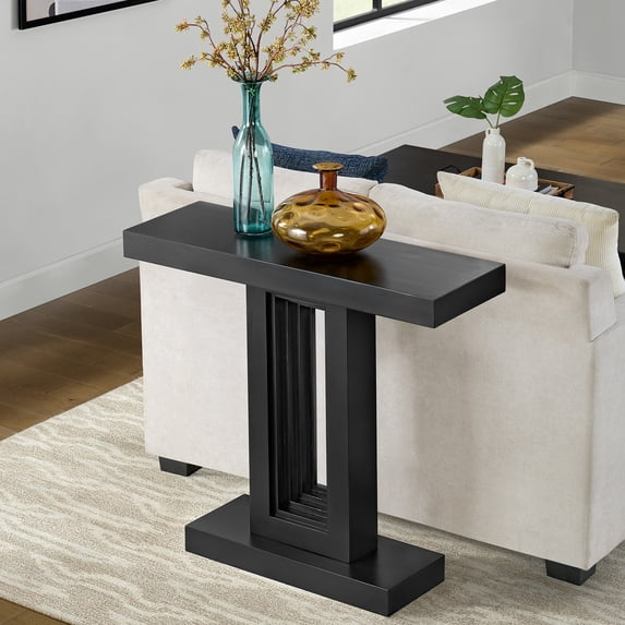 Alaterre Furniture Pismo Solid Wood Console Table - 36 Inch Modern Small Entryway Table (Black)