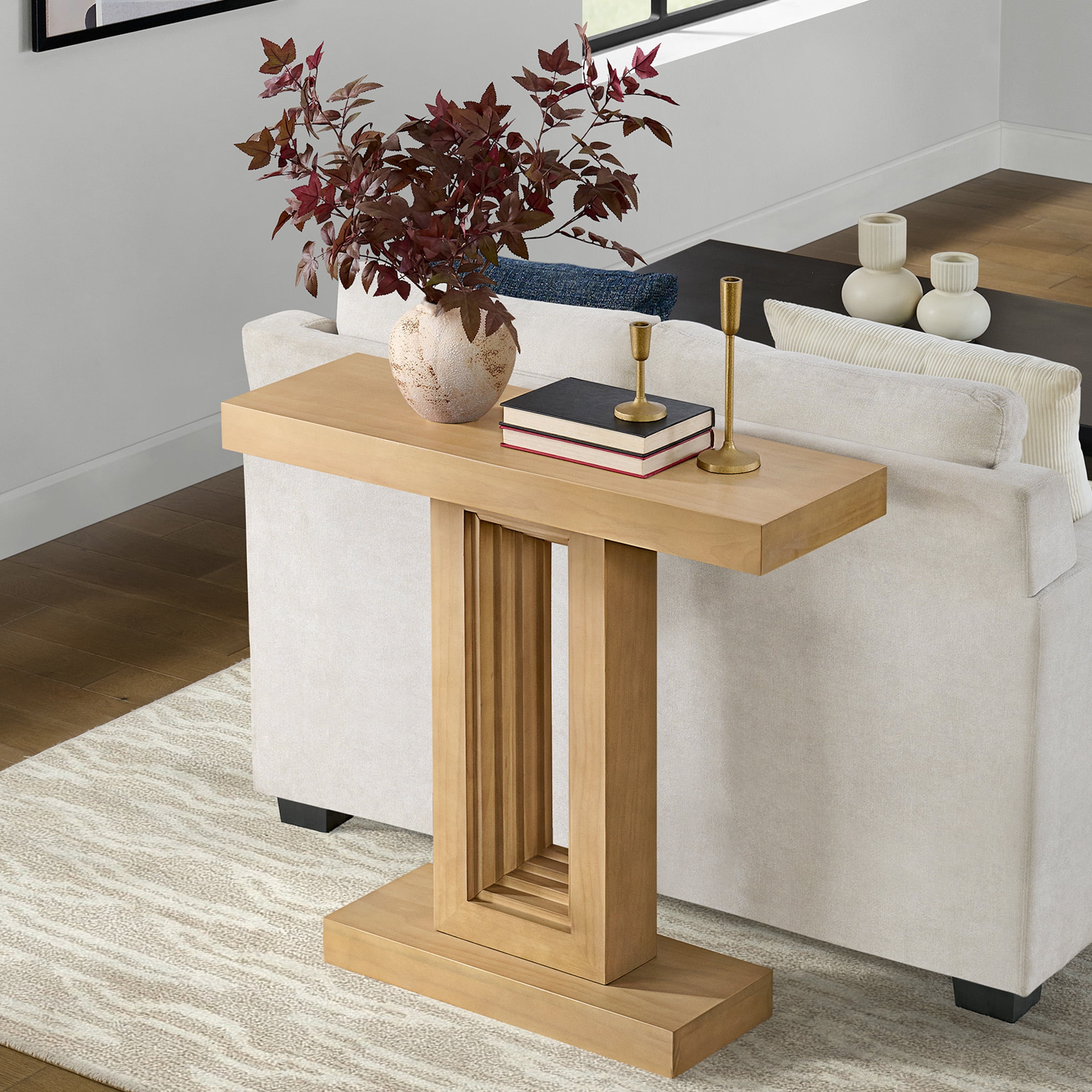 Alaterre Furniture Pismo Solid Wood Console Table - 36 Inch Modern Small Entryway Table (Light Oak)
