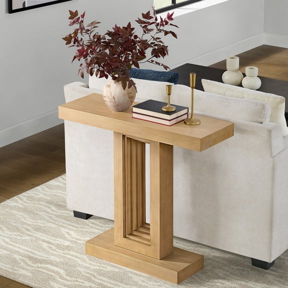 Alaterre Furniture Pismo Solid Wood Console Table - 36 Inch Modern Small Entryway Table (Light Oak)