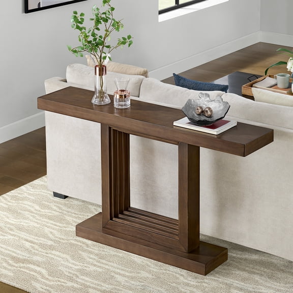 Alaterre Furniture Pismo Solid Wood Console Table - 56 Inch Modern Farmhouse Entryway Table, Brown