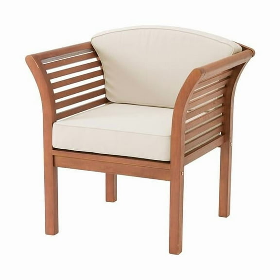 Alaterre Furniture Stamford Eucalyptus Wood Outdoor Chair with Cushions, Natural