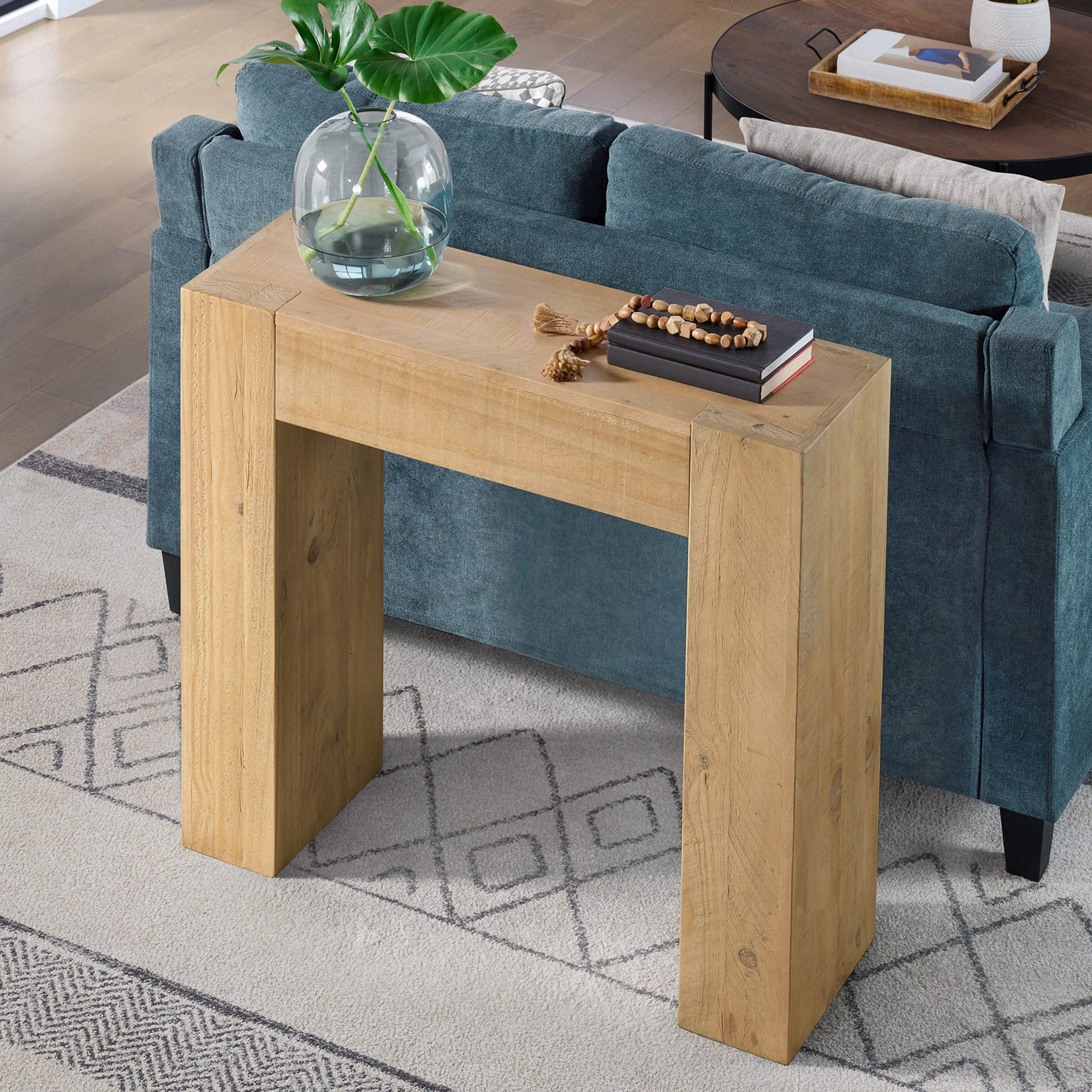 Alaterre Furniture Stockyard Solid Wood Console Table - 36in Modern Farmhouse Entryway Table, Light Oak