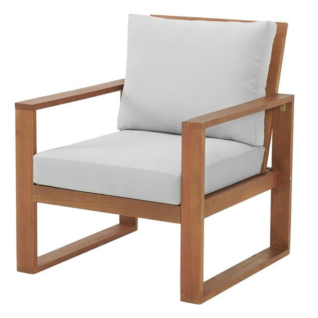 Eucalyptus Wood Outdoor Chair with Gray Cushions