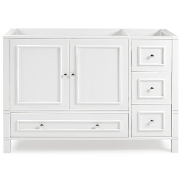 Alaterre Furniture Williamsburg 48 in. Bathroom Vanity, Freestanding Cabinet Without Sink, Large Wood Vanity with Soft-Close Doors, White