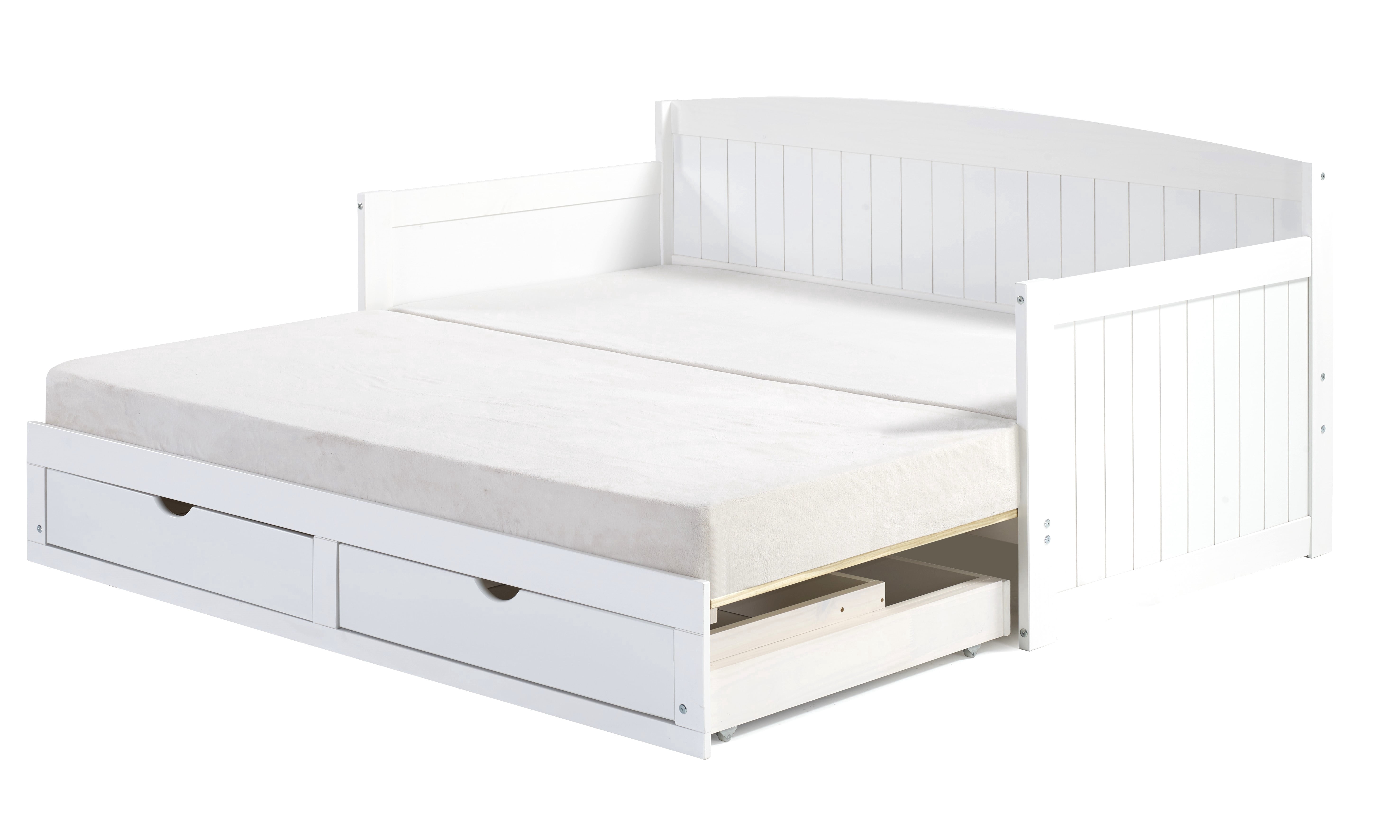 Alaterre Furniture Harmony Twin to King Daybed with Pop Up Trundle Bed for Guest Rooms (White)