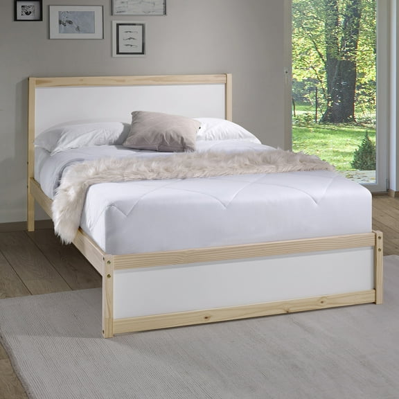 Alaterre MOD Pine Slat Bed, Full, White/Brown