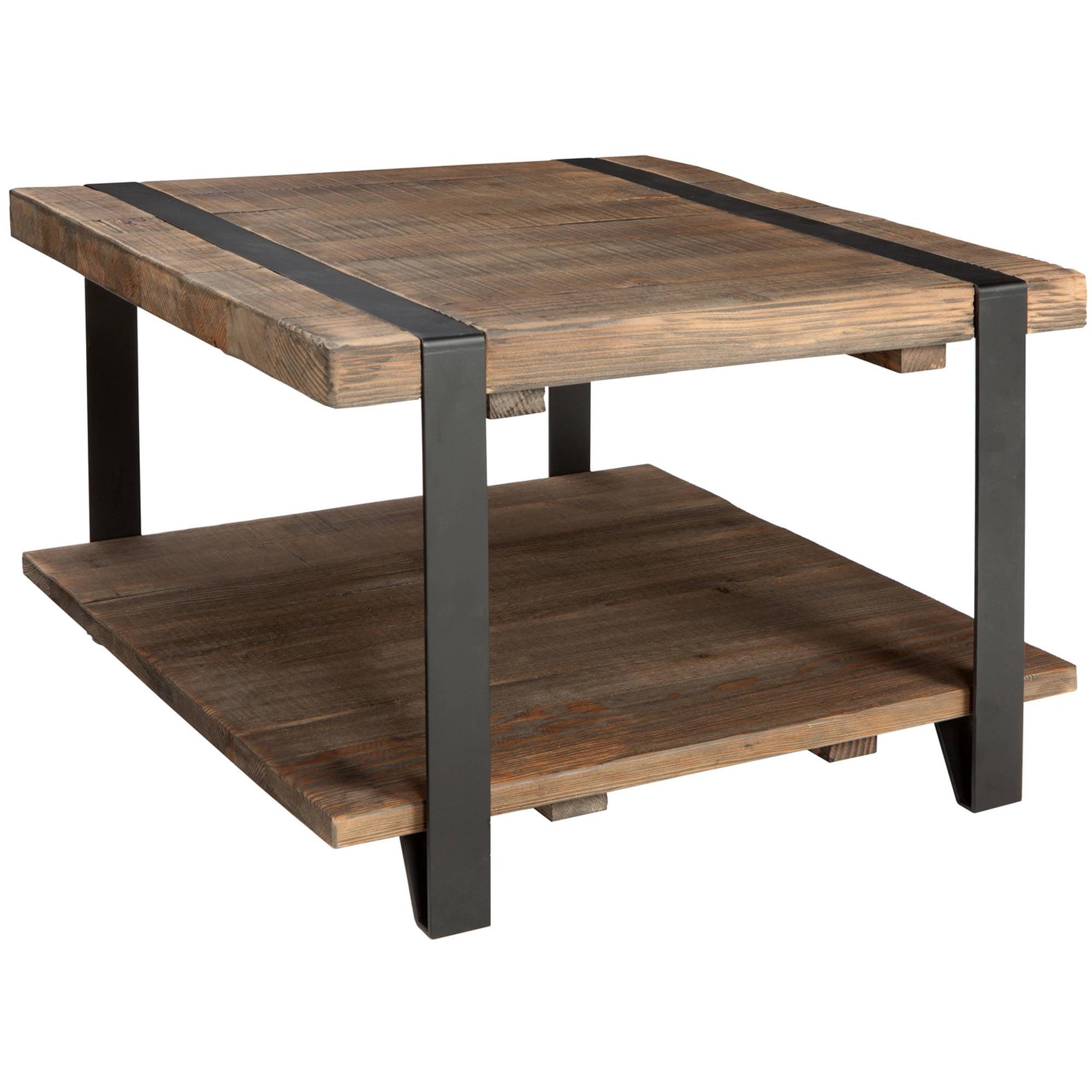 Modesto 27" Rustic Natural Wood and Metal Square Coffee Table