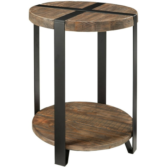 Alaterre Furniture Modesto Round End Table, Rustic Natural