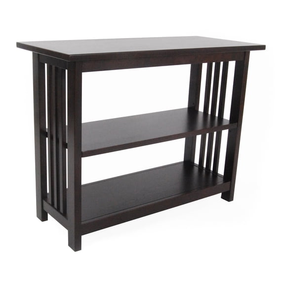 Alaterre Furniture Mission Console Table, Entryway Table with Lower Storage Shelf and Adjustable Middle Shelf, Use as Under Window Bookshelf or Living Room Furniture, Espresso