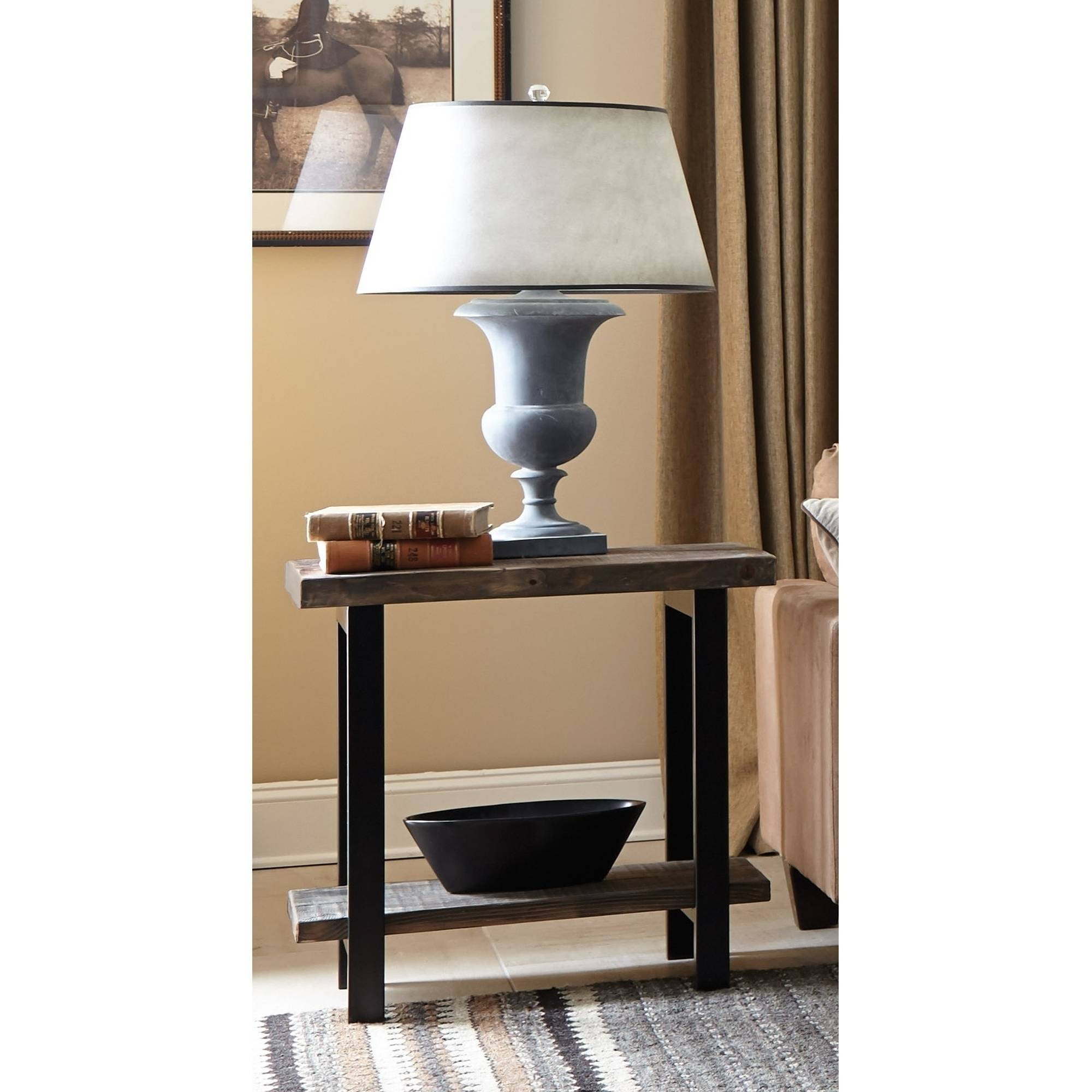Pomona Rustic Natural Solid Pine and Metal 2-Tier End Table