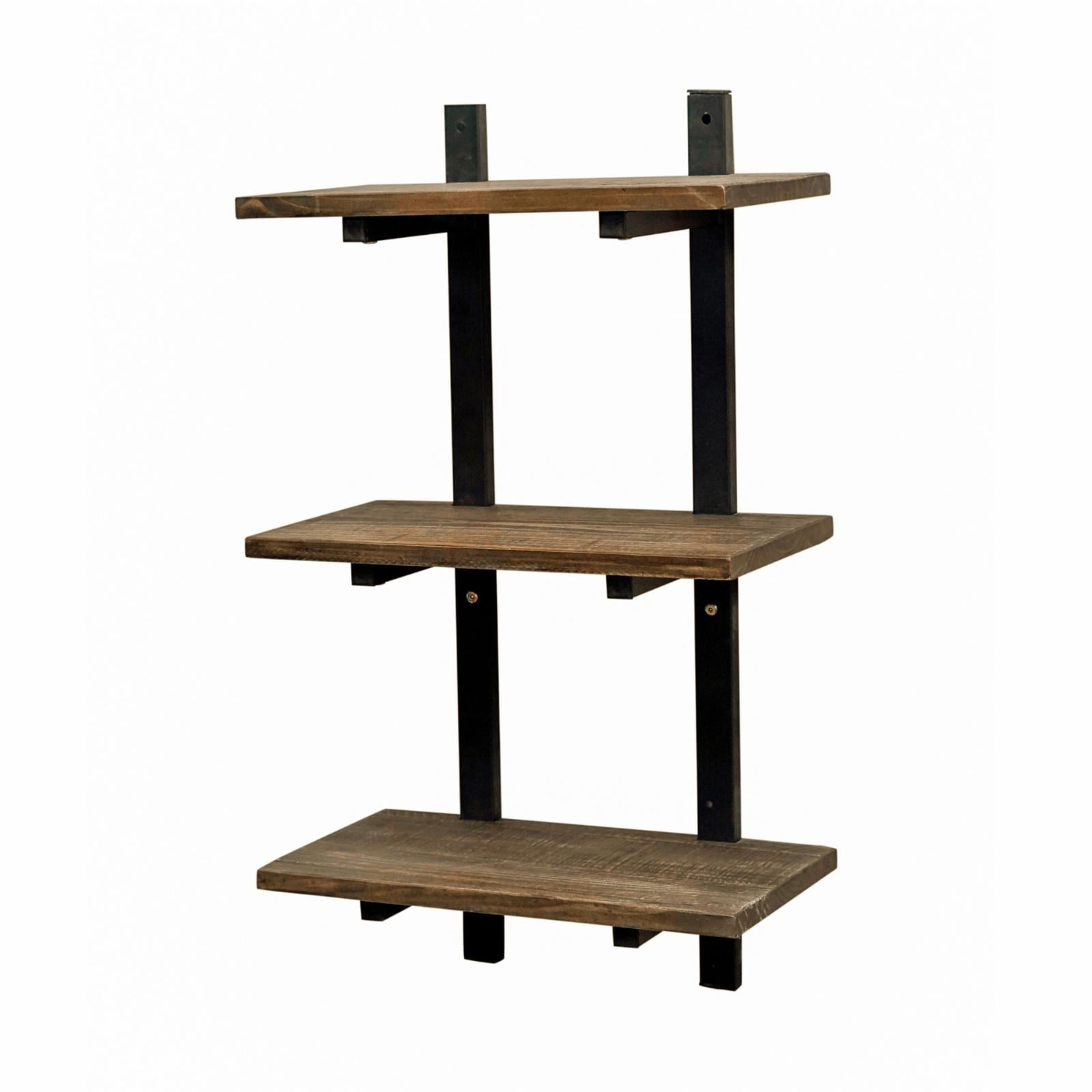 Alaterre Pomona 36"H Metal and Solid Wood Wall Shelf