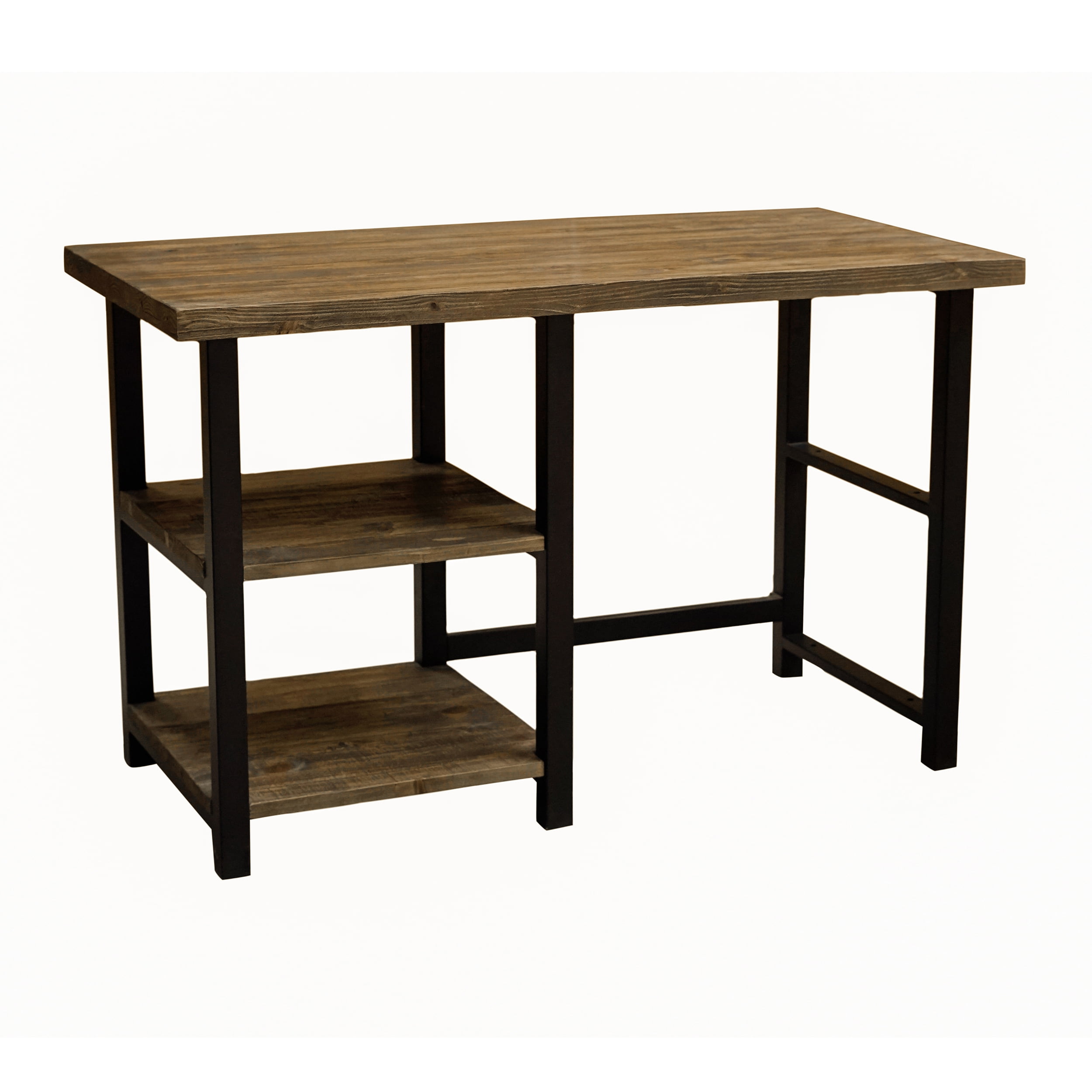 Pomona 48" Medium Brown Birch Wood Desk with Metal Legs