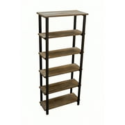 Alaterre Pomona 70"H 5-Shelf Metal and Solid Wood Bookcase