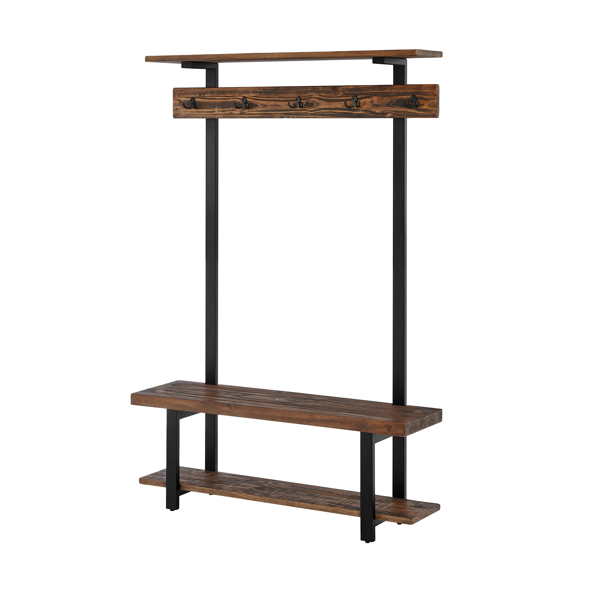 Pomona Medium Wood Hall Tree with Bench and Hooks