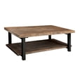 thumbnail image 1 of Alaterre Furniture Pomona Rustic Natural 48" Wide Coffee Table with Shelf and Metal Legs for Living Room, Rustic Natural, 1 of 12