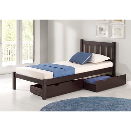 Alaterre Poppy Twin Bed with Storage Drawers, Espresso