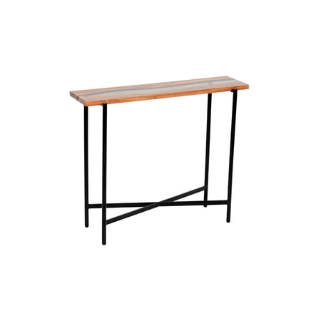 Alaterre Rivers Edge 36" Acacia Wood and Acrylic Narrow Console/Entryway Table, Brown