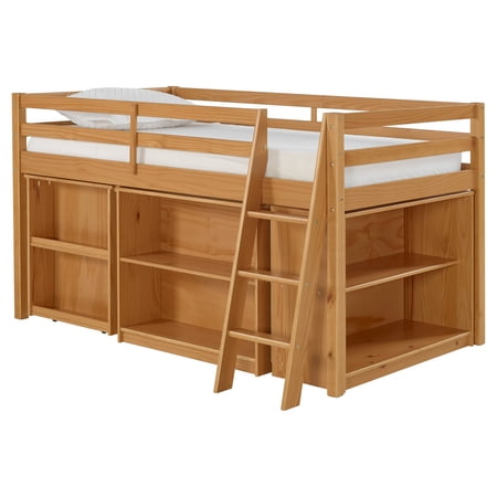 Alaterre Roxy Junior Loft Bed with Storage Drawers, Bookshelf and Desk, Cinnamon