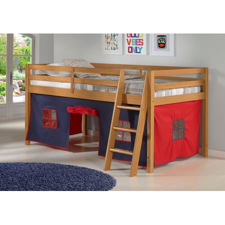 Alaterre Furniture Roxy Junior Loft - Cinnamon with Blue and Red Bottom Tent