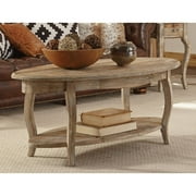 Alaterre Furniture Rustic Oval Coffee Table, Unique Handcrafted Accent Furniture, Curved Legs with Scalloped Edges, Textured Antiquing, Driftwood