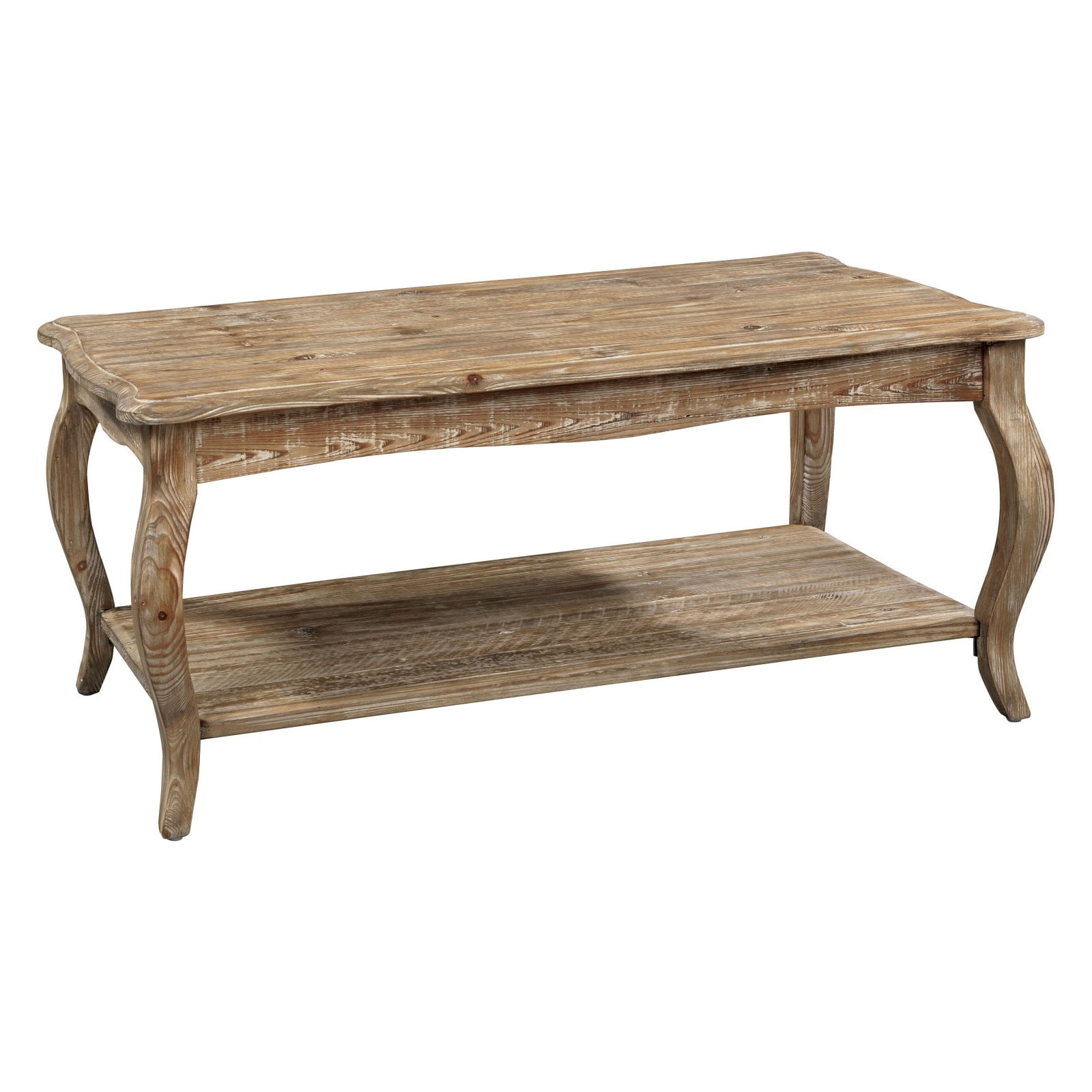 Rustic Driftwood Reclaimed Wood Coffee Table with Lower Shelf
