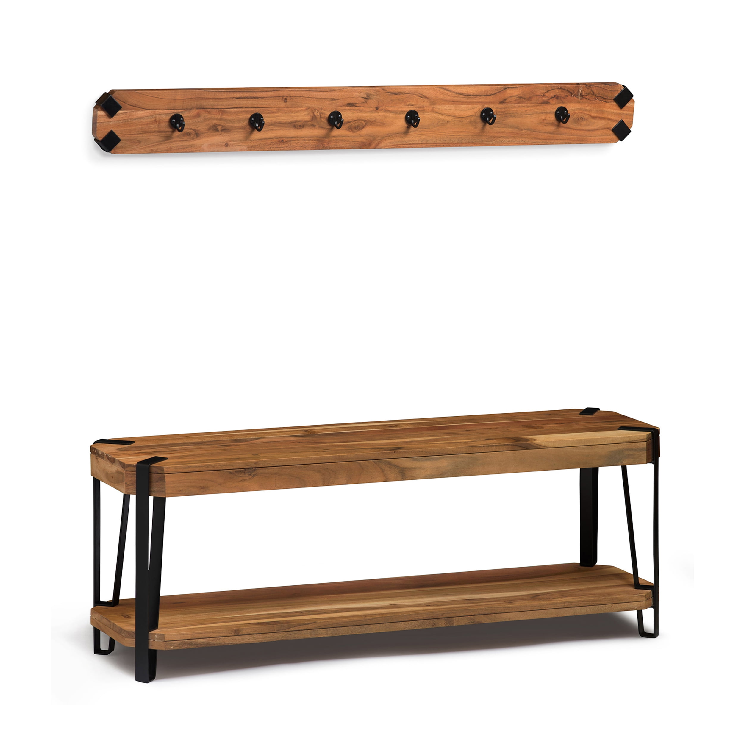 Alaterre Ryegate Natural 48 Bench with Coat Hook Set