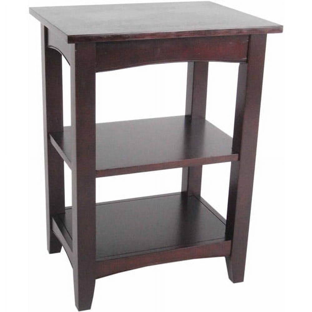 Espresso Shaker Cottage Wood 2 Shelf End Table