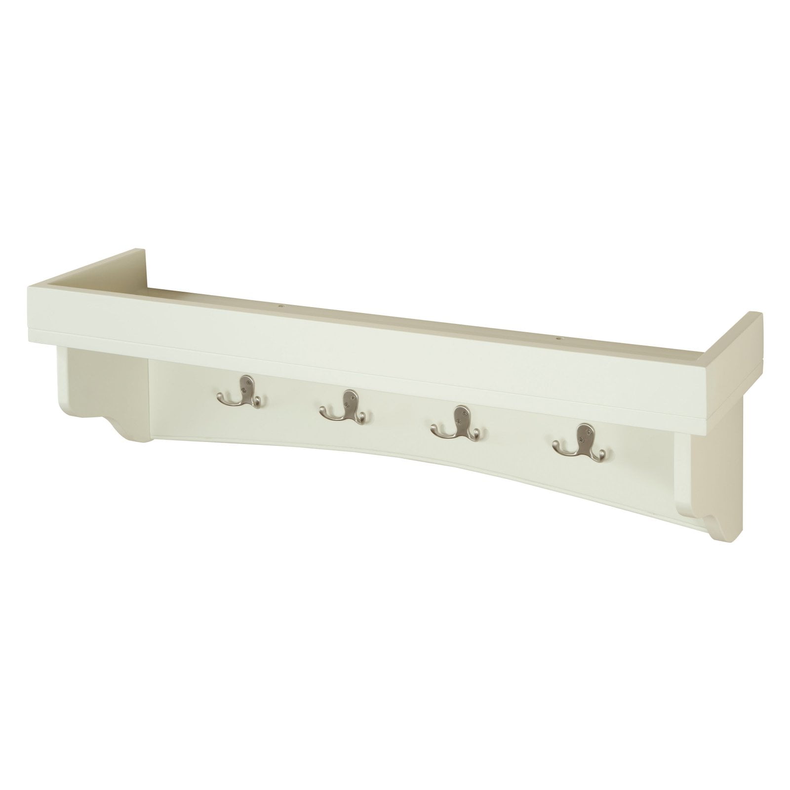 Ivory Shaker Cottage Coat Hooks with Tray Shelf
