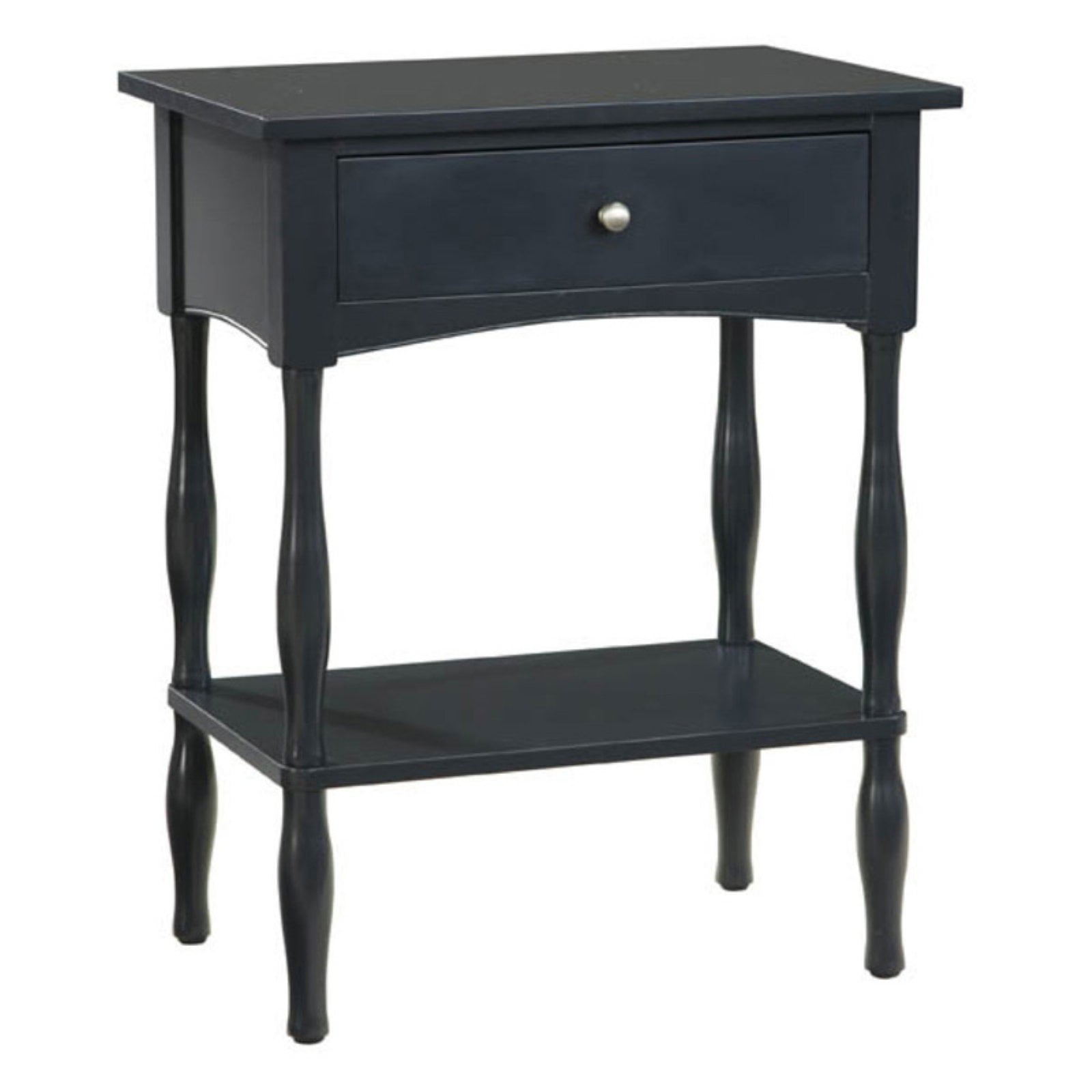 Charcoal Gray Shaker Cottage End Table with Drawer and Shelf
