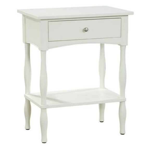 Alaterre Furniture Shaker Cottage End Table, Versatile Accent Table with Turned Legs, Easy Assembly, Includes Storage Shelf and Drawer, Ideal for Living Room or Bedroom, Ivory