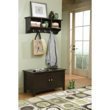 Alaterre Shaker Cottage Storage Bench/Coat Hook with Storage, Chocolate