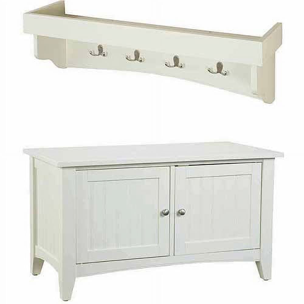 Ivory Shaker Cottage 40" Hall Tree with Storage Bench and Coat Hooks