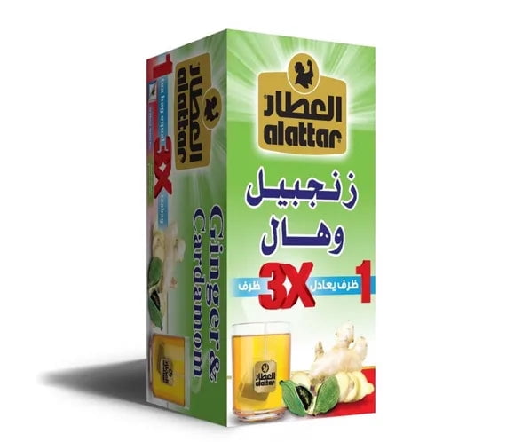 Alattar Ginger & Cardamom Tea 20 Bags (36g) Strength Herbal Blend - Case of 24