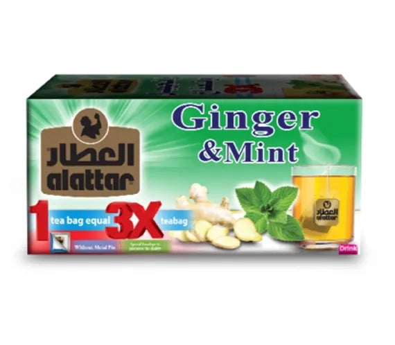Alattar Ginger & Mint Tea - 3X Concentrated Herbal Digestive Brew - Case of 24