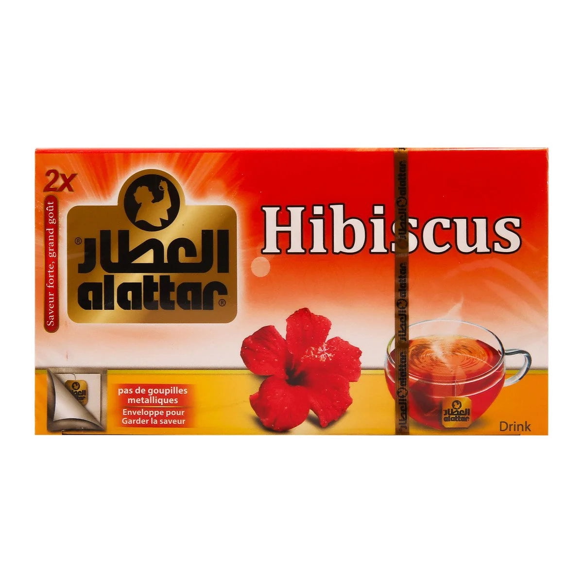 Alattar Hibiscus Tea 20 Bags 2X Strength for Hot & Cold Brew - Case of 24