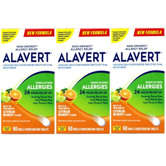 Alavert 24 Hour Orally Disintegrating Tablets Citrus Burst, 60 ea (Pack of 3)