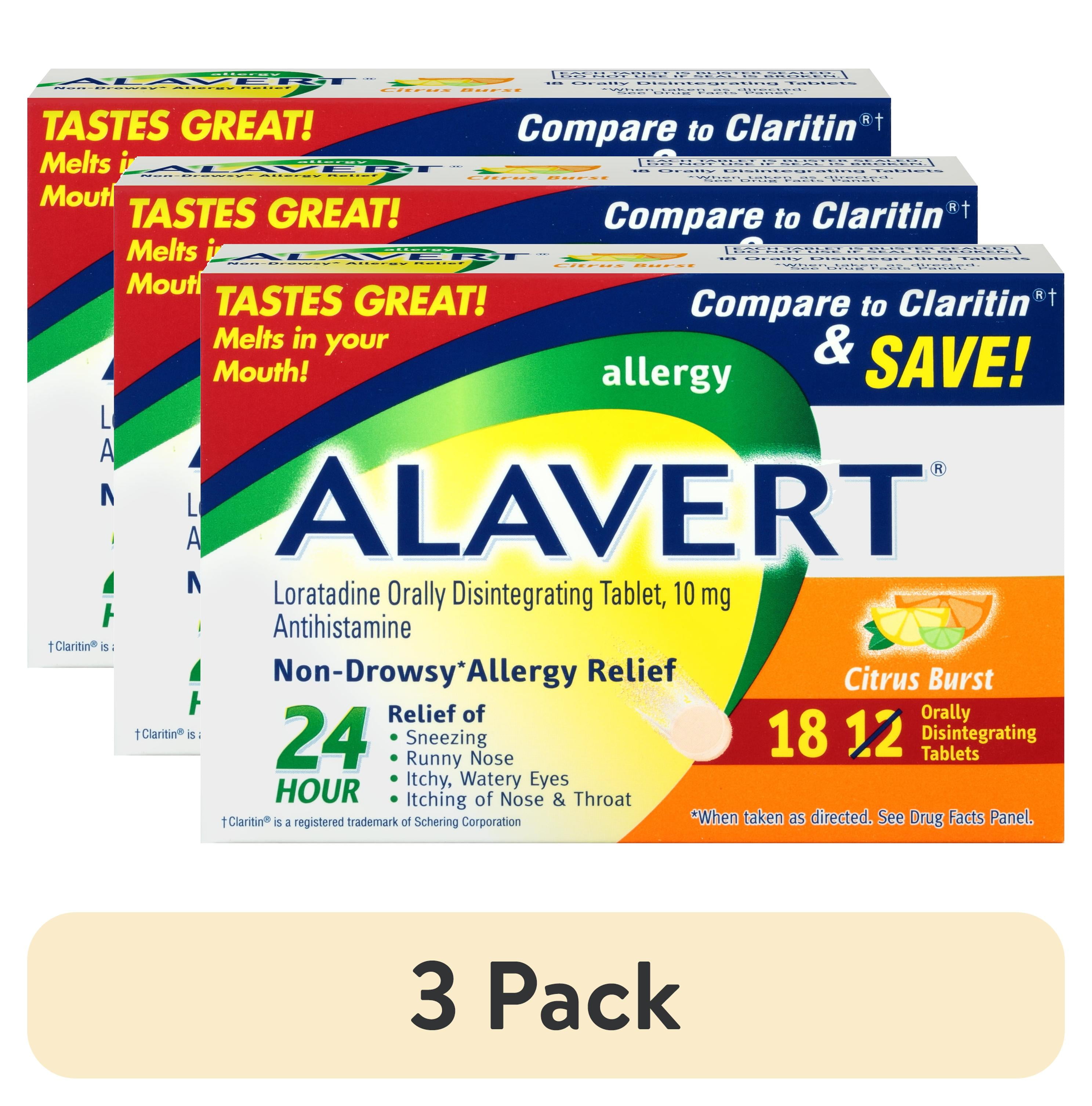 (3 pack) Alavert Allergy 24-Hour Relief (Citrus Burst Flavor Orally ...