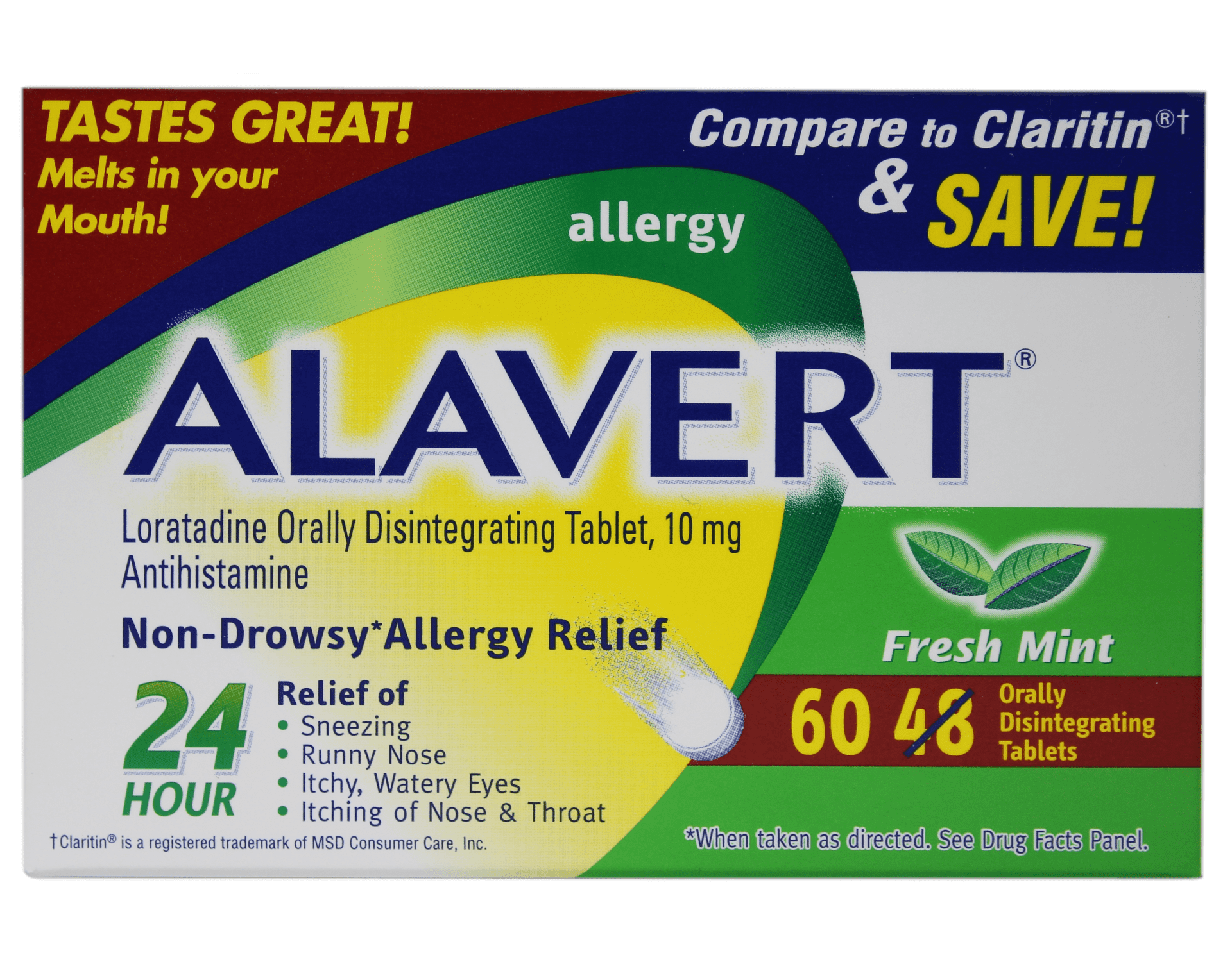 Alavert Allergy 24 Hour Relief, Fresh Mint Flavor, Orally Disintegrating Allergy Tablets, Non