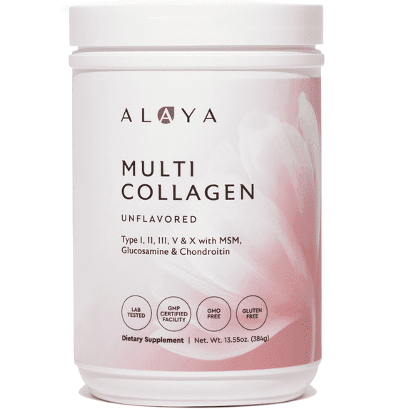 Alaya Naturals Multi Collagen Peptides Powder, Types I, II, III, V & X, Hair Skin & Nails Support, 13.55 oz (40 Servings)