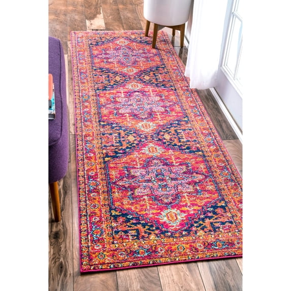 Nuloom Persian Medallion Pink Runner Rug - 2' 8 x 8'