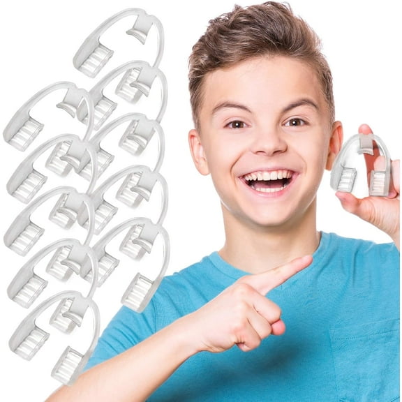 Alayna Kids Mouth Guard for Grinding Teeth - 10 PK Night Guard for TMJ Bruxism Teeth Clenching, No Boiling or Molding - for Upper or Lower Jaw - Ready to Use Childrens Dental Guard for Pain Relief