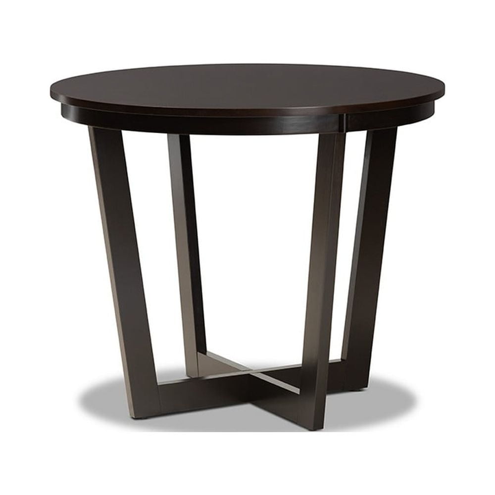 Alayna Dark Brown 35" Round Wood Dining Table