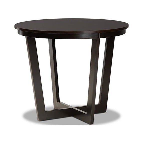 Alayna Modern and Contemporary Dark Brown Finished 35-Inch-Wide Round Wood Dining Table