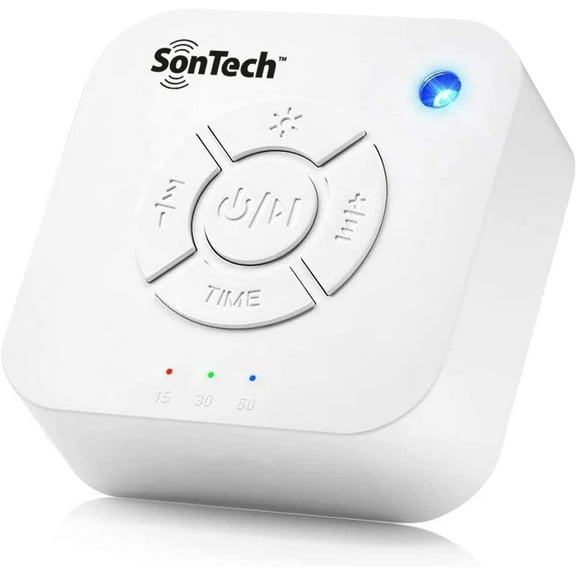 Alayna SonTech - White Noise Sound Machine - 10 Natural Soothing Soundtracks Home, Office, Travel, Baby Multiple Timer Settings - Battery/Adapter Charging Options- White