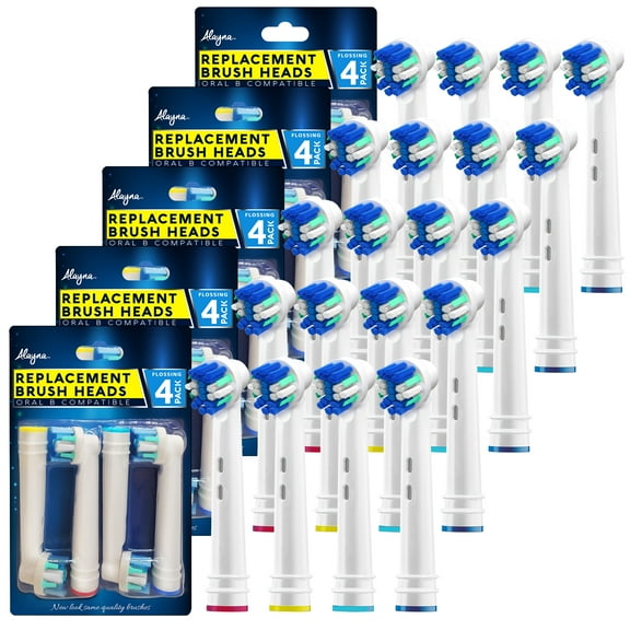 Alayna Toothbrush Replacement Heads, Provides A Floss-Like Clean, Removes Plaque, Promotes Gum Health, for Oral B Braun Electric Toothbrush, Value Pack, 20 Pack