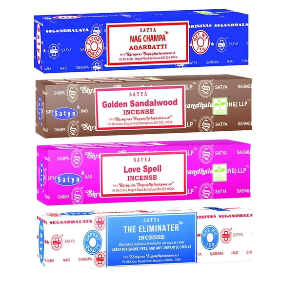 Alaysom Satya Nag Champa White Sage Incense Sticks - Multi-Packs Fine Quality Incense Sticks for Purification, Relaxation, Meditation 4 Pack - Aromatherapy