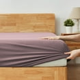 thumbnail image 1 of Alazuria Fitted Bed Sheet, Soft microfiber, All around elastic up to 16" deep Berry Mocha color Queen size ( 80" x 60" ), 1 of 5