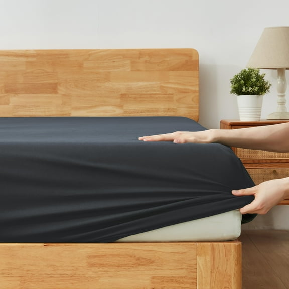 Alazuria Fitted Bed Sheet, Soft microfiber, All around elastic up to 16" deep Charcoal color Twin size ( 75" x 39" )