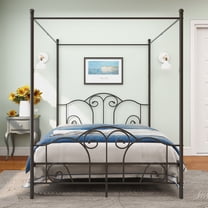 DHP Modern Four Poster Headboard Metal Canopy Platform Bed Frame, King ...
