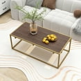 thumbnail image 1 of Alazyhome  Modern Industrial Style Rectangular Wood Grain Top Coffee Table, 1 of 6